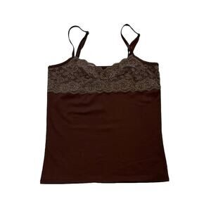 Yves Brown Lace Stretch Spaghetti Strap Cami / Camisole, S